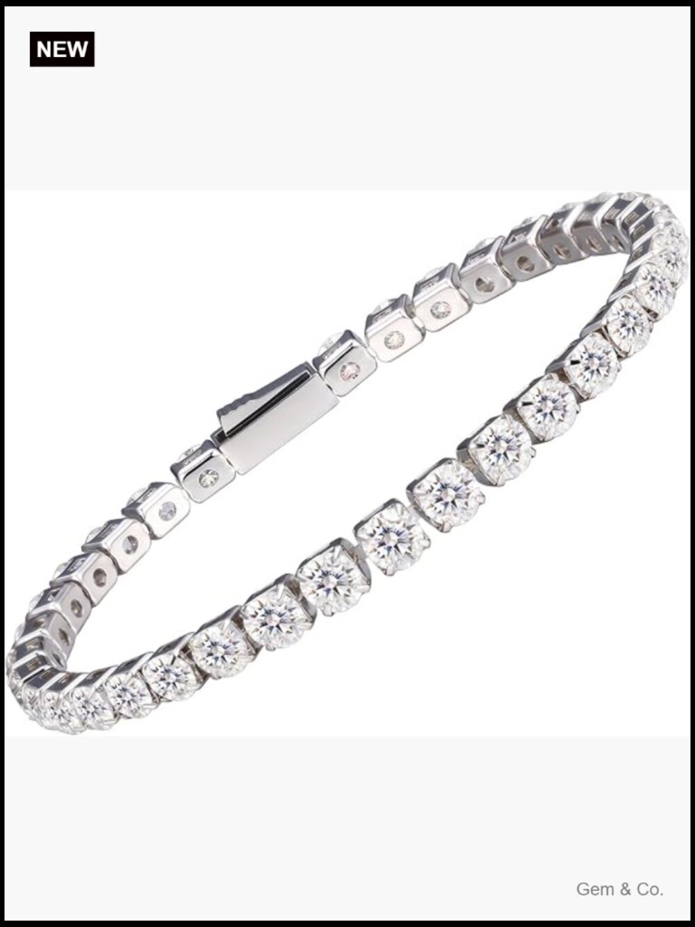 Moissanite Tennis Bracelet 7 Inch Stainless Steel Wedding Bridal Jewelry Gift